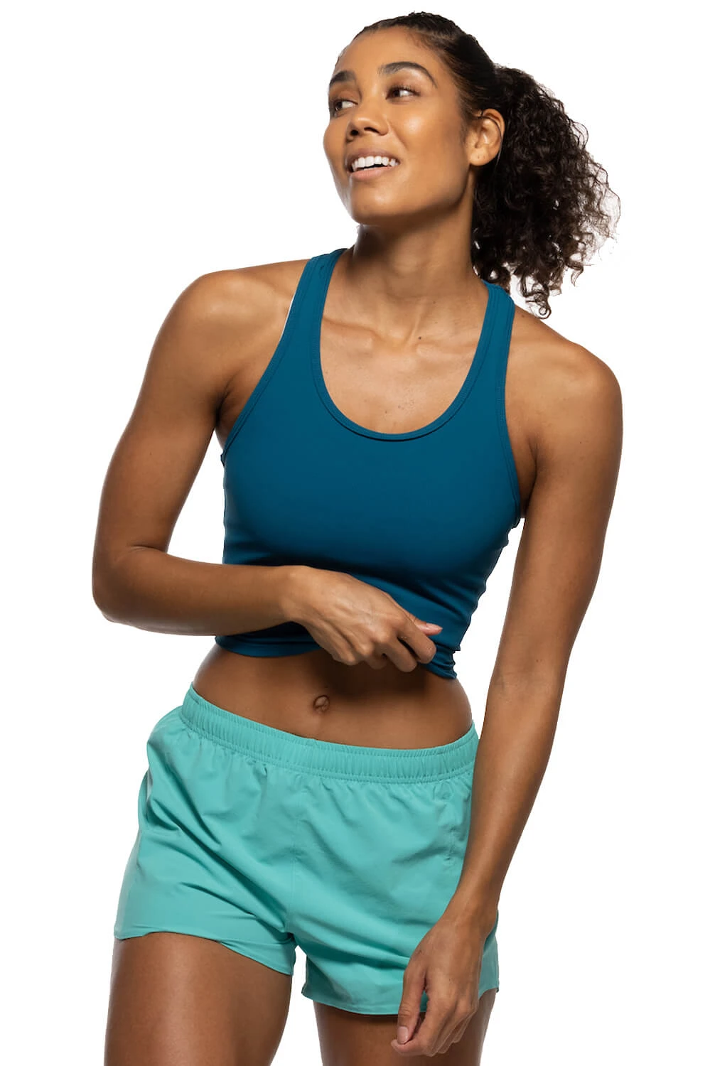 Janie High Waisted Run Short -Turquoise 5 Janie High Waisted Run Short -Turquoise - Image 5