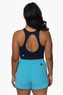 Janie High Waisted Run Short - Cyan Blue -Outlet Aqua Surf Wears Store Activewear Bottoms Janie Cyan Back KianiSouza 120222