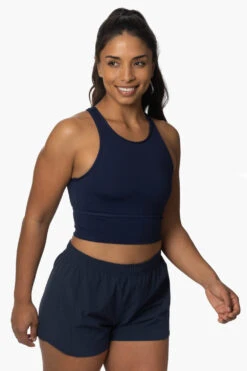 Janie High Waisted Run Short - Navy 6 Janie High Waisted Run Short - Navy -Outlet Aqua Surf Wears Store Activewear Bottoms Janie Navy SideFront KianiSouza 120222