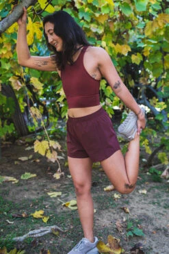 Janie High Waisted Run Short - Port -Outlet Aqua Surf Wears Store Activewear Bottoms Janie Port Side2 SeelaWant 113022