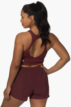 Janie High Waisted Run Short - Port -Outlet Aqua Surf Wears Store Activewear Bottoms Janie Port SideBack KianiSouza 120222