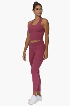 Tiana Leggings - Plum -Outlet Aqua Surf Wears Store Activewear Bottoms Tiana Plum SideFront Karol 101822