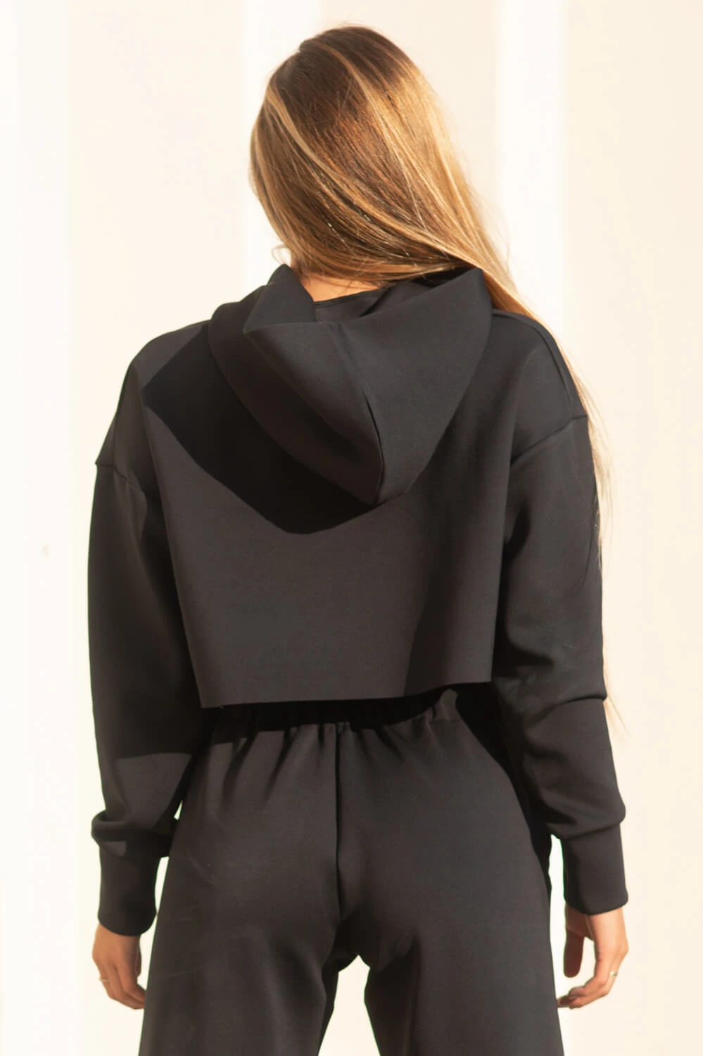 Cardiff Cropped Hoodie - Black 2 Cardiff Cropped Hoodie - Black - Image 2