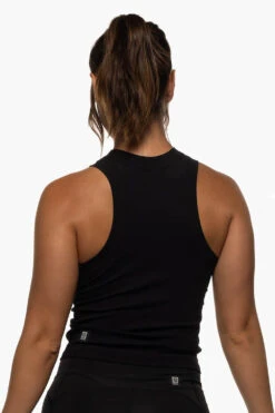 Dalia Basic Top - Black -Outlet Aqua Surf Wears Store Activewear Tops Dalia Solid Black BLK Back Angie 071322