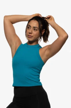 Dalia Basic Top - Marine -Outlet Aqua Surf Wears Store Activewear Tops Dalia Solid Marine Side Angie 071322