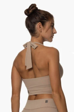 Honolua Halter Sports Bra - Mocha 11 Honolua Halter Sports Bra - Mocha -Outlet Aqua Surf Wears Store Activewear Tops Honolua Mocha BackSide Karol 101822