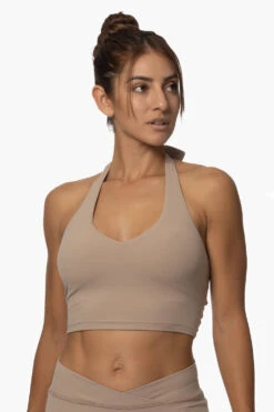 Honolua Halter Sports Bra - Mocha 12 Honolua Halter Sports Bra - Mocha -Outlet Aqua Surf Wears Store Activewear Tops Honolua Mocha Front Karol 101822