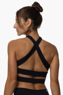 Pupukea Cross Over Sports Bra - Black 13 Pupukea Cross Over Sports Bra - Black -Outlet Aqua Surf Wears Store Activewear Tops Pupukea Black BackSide Karol 101822