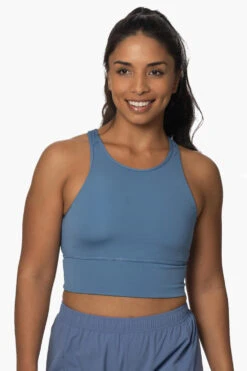 Rae Sports Bra - Midnight Blue -Outlet Aqua Surf Wears Store Activewear Tops Rae MidBlue Front KianiSouza 120222