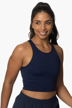 Rae Sports Bra - Navy -Outlet Aqua Surf Wears Store Activewear Tops Rae Navy SideFront KianiSouza 120222