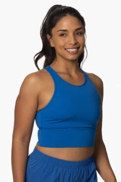 Rae Sports Bra - Olympia Blue -Outlet Aqua Surf Wears Store Activewear Tops Rae Olympian Blue SideFront KianiSouza 120222