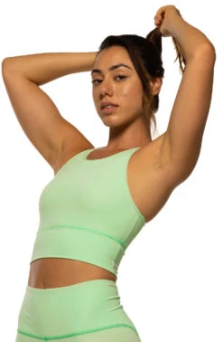 Rae Sports Bra - Mint -Outlet Aqua Surf Wears Store Activewear Tops Rae Solid Side Mint Angie 061821