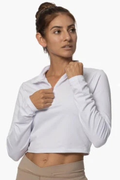 Snapper Cropped 1/4 Zip Up Pullover - Seasalt 10 Snapper Cropped 1/4 Zip Up Pullover - Seasalt -Outlet Aqua Surf Wears Store Activewear Tops Snapper SeaSalt Front Karol 101822