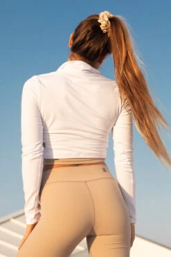 Snapper Cropped 1/4 Zip Up Pullover - Seasalt 9 Snapper Cropped 1/4 Zip Up Pullover - Seasalt -Outlet Aqua Surf Wears Store Activewear Tops Snapper White Back TiaBlanco 101122