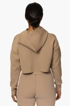 Cardiff Cropped Hoodie - Mocha -Outlet Aqua Surf Wears Store Activewear Tops Tia Collection Solid Cardiff Mocha Back KianiSouza 112222