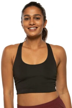 Indy Longline Racerback Sports Bra 6 Indy Longline Racerback Sports Bra -Outlet Aqua Surf Wears Store Activewear top Indy Front Black BLK 112020