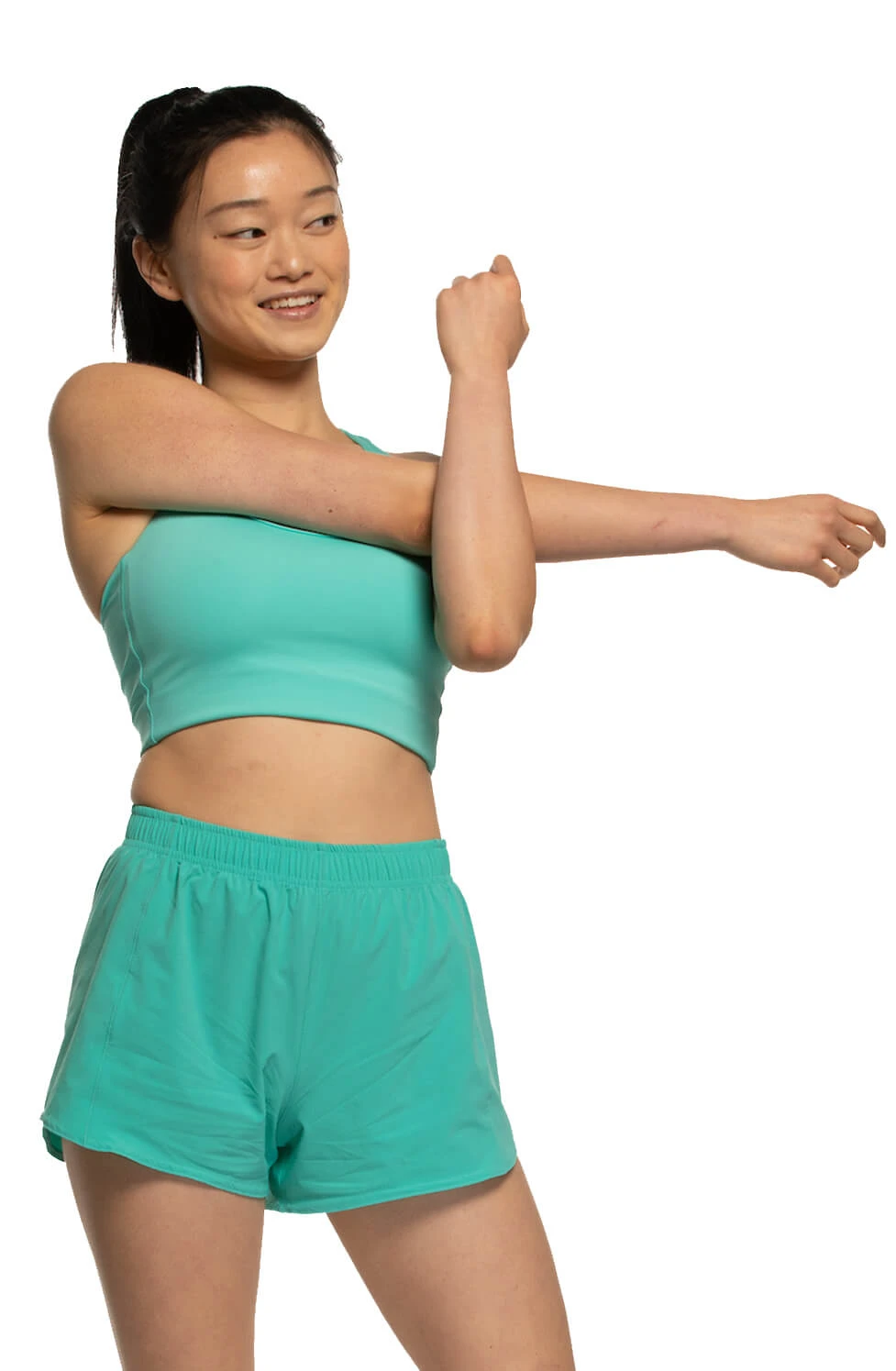 Janie High Waisted Run Short -Turquoise 2 Janie High Waisted Run Short -Turquoise - Image 2