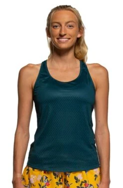 Dara Run Singlet -Outlet Aqua Surf Wears Store Dara Solids Tank Front Peacock PEA 031620