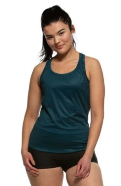 Dara Run Singlet -Outlet Aqua Surf Wears Store Dara Tops Front Solids Peacock PEAC 121819