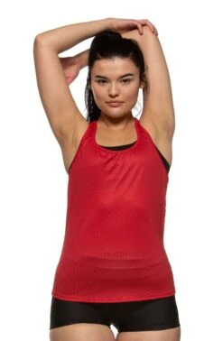 Dara Run Singlet -Outlet Aqua Surf Wears Store Dara Tops Pose Solids Red RED 121819