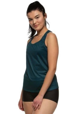 Dara Run Singlet -Outlet Aqua Surf Wears Store Dara Tops Side Solids Peacock PEAC 121819