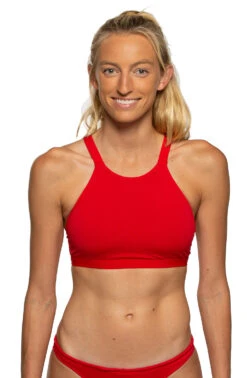 Kaylee Bikini Top - Papaya -Outlet Aqua Surf Wears Store Kaylee Solids Top Front Red RED 031620