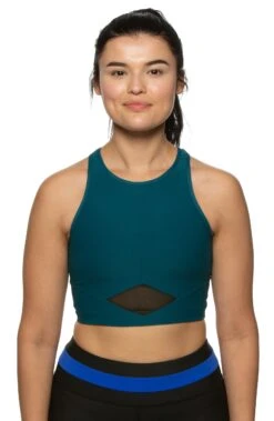 Margot Sports Bra -Outlet Aqua Surf Wears Store Margot Tops Front Solids Peacock PEAC 121819