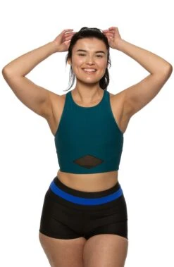 Margot Sports Bra -Outlet Aqua Surf Wears Store Margot Tops Pose Solids Peacock PEAC 121819