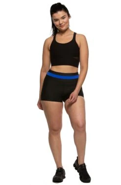 Michel Athletic Short -Outlet Aqua Surf Wears Store Michel Bottoms Front Contrast Black Blue BLK 121819