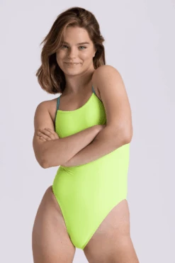 Perry Swim Onesie - Highlighter Yellow Contrasts -Outlet Aqua Surf Wears Store PERRY HYHAWMAN FRONT1