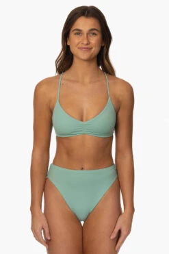 Leandra Bikini Bottom - Newport -Outlet Aqua Surf Wears Store Surf Bottoms Leandra Solid Newport Front MiaClark 011623