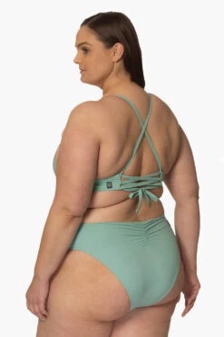 Leandra Bikini Bottom - Newport -Outlet Aqua Surf Wears Store Surf Bottoms Leandra Solid Newport SideBack AdrianaK 011923