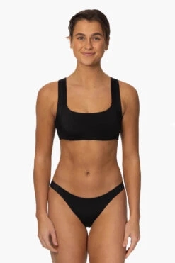 Valentina Bikini Bottom - Black 6 Valentina Bikini Bottom - Black -Outlet Aqua Surf Wears Store Surf Bottoms Valentina Solid Black Front MiaClark 011623
