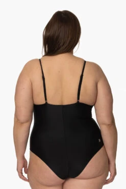 Juana Surf One Piece - Black -Outlet Aqua Surf Wears Store Surf Onesies Juana Solid Black Back Adriana 010423