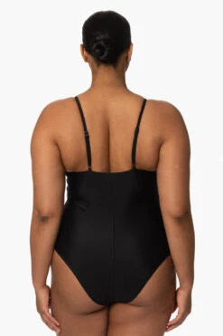 Juana Surf One Piece - Black -Outlet Aqua Surf Wears Store Surf Onesies Juana Solid Black Back Zarria 010423
