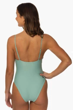 Juana Surf One Piece - Newport -Outlet Aqua Surf Wears Store Surf Onesies Juana Solid Newport Back2 MiaClark 011623