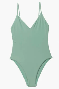 Juana Surf One Piece - Newport -Outlet Aqua Surf Wears Store Surf Onesies Juana Solid Newport Flatlay Front Jocelyn 010423