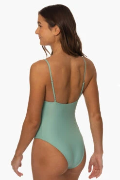 Juana Surf One Piece - Newport -Outlet Aqua Surf Wears Store Surf Onesies Juana Solid Newport SideBack MiaClark 011623