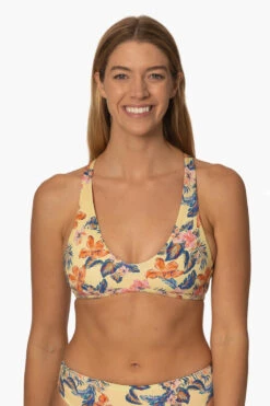 Aster Bikini Top - Catalina Island -Outlet Aqua Surf Wears Store Surf Tops Aster Print CatalinaIsland Front KiraAlger 013123