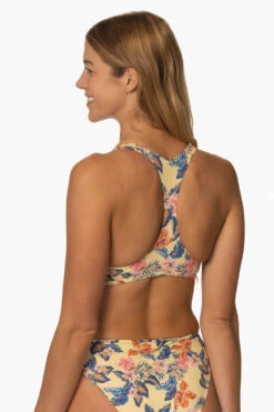 Aster Bikini Top - Catalina Island -Outlet Aqua Surf Wears Store Surf Tops Aster Print CatalinaIsland SideBack KiraAlger 013123