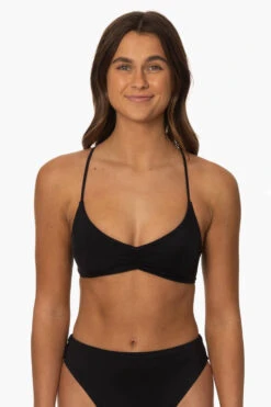 Outlet Aqua Surf Wears Store -Outlet Aqua Surf Wears Store Surf Tops Eliana Solid Black Front MiaClark 011623