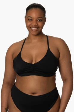 Eliana Bikini Top - Black -Outlet Aqua Surf Wears Store Surf Tops Eliana Solid Black Front Zarria 010423