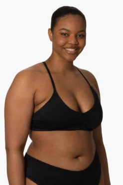 Eliana Bikini Top - Black -Outlet Aqua Surf Wears Store Surf Tops Eliana Solid Black SideFront Zarria 010423