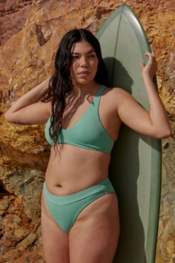 Alanna Bikini Bottom - Newport -Outlet Aqua Surf Wears Store Swim Bottoms Alanna Solid Newport Front AshleyAbbott INTRSXTN