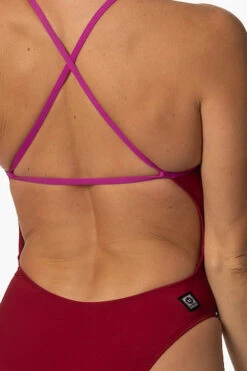 Brandon 2 Swim Onesie - Cranberry & French Mullbery