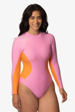 Elizabeth Zip-Up Surf Suit - Zion & Volcano -Outlet Aqua Surf Wears Store Swim Onesies Elizabeth Solids Zion Volcano Front Side Destiny CSGD1 041123