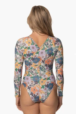 Endure Onesie - Magnolia -Outlet Aqua Surf Wears Store Swim Onesies Endure Print Magnolia Back CourtneySurf ChristinaQuakernik 021123