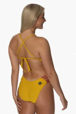 Gavin Swim Onesie - Mustard Contrast -Outlet Aqua Surf Wears Store Swim Onesies Gavin Contrast MUSTMULTI SideBack2 Emi 090122