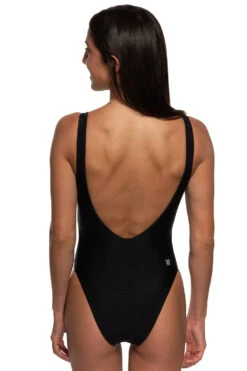 Gemma Surf One Piece - Black -Outlet Aqua Surf Wears Store Swim Onesies Gemma Solid Back Black BLK EKSD1 Laura 021822