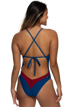 Jess Swim Onesie - Contrast -Outlet Aqua Surf Wears Store Swim Onesies Jess Contrast Side2 Deep Blue Sea Cranberry DBSCRAN 030922 Allison